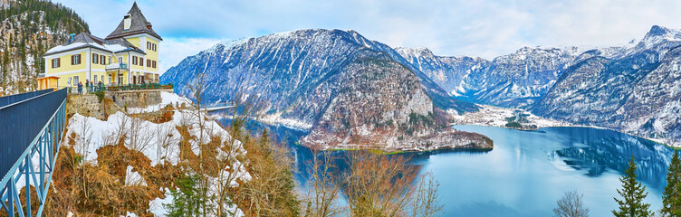 Wall Mural - Panorama from Salzberg mountain top, Hallstatt, Salzkammergut, Austria