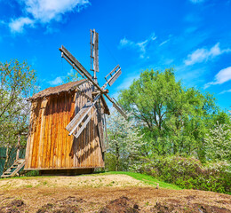 Poster - The old wooden windmill in Mamajeva Sloboda Cossack Village scansen, Kyiv, Ukraine