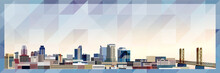 Sacramento Skyline Vector Colorful Poster On Beautiful Triangular Texture Background