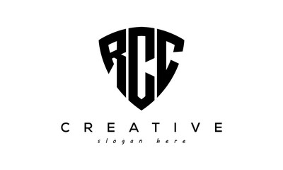 RCC letters creative logo with shield	