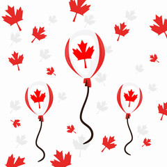 Sticker - Canadian balloons and maple leaves