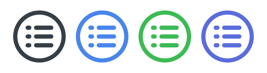 Aufkleber - Menu design set of hamburger menu buttons. Website navigation icons.