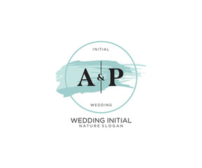 Initial AP Letter Beauty vector initial logo, handwriting logo of initial signature, wedding, fashion, jewerly, boutique, floral and botanical with creative template for any company or business.