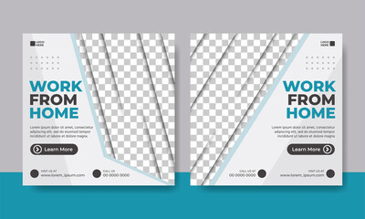 Flyer or social media post template work from home themed