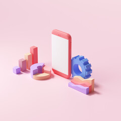Wall Mural - 3d seo optimization, stock trading, data analysis, web analytics, and seo marketing concept. 3d rend