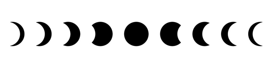 Moon phase flat icon with black color.  Moon astronomy.  Eclipse.  Vector on isolated white background.