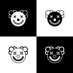 Canvas Print - Set Clown head icon isolated on black and white background. Vector