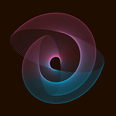 Wall Mural - Abstract element of spirograph. Spiral wavy lines on a black background.