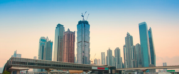 Wall Mural - Zayed Road in Dubai city, morning view