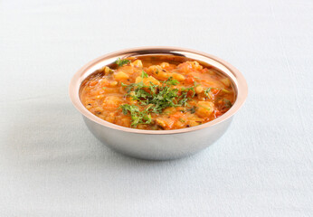 Indian, delicious vegetarian side dish made from potatoes, tomatoes, and onions for food like vermicelli idli, rice idli, rava idli, chapati, and roti.