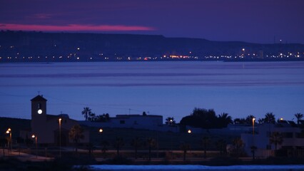 Sticker - Church on spanish coast, night view