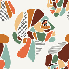 Seamless pattern of minimalist contemporary portrait woman beauty surreal face