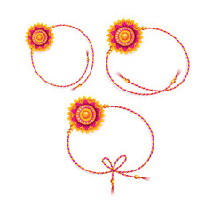 Raksha Bandhan Round Frame Banner Background Set with Creative Rakhi Illustrations