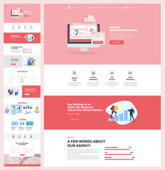 one page website design template. vector illustration concept for web design and development on the 
