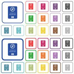 Sticker - Covid-19 passport outlined flat color icons