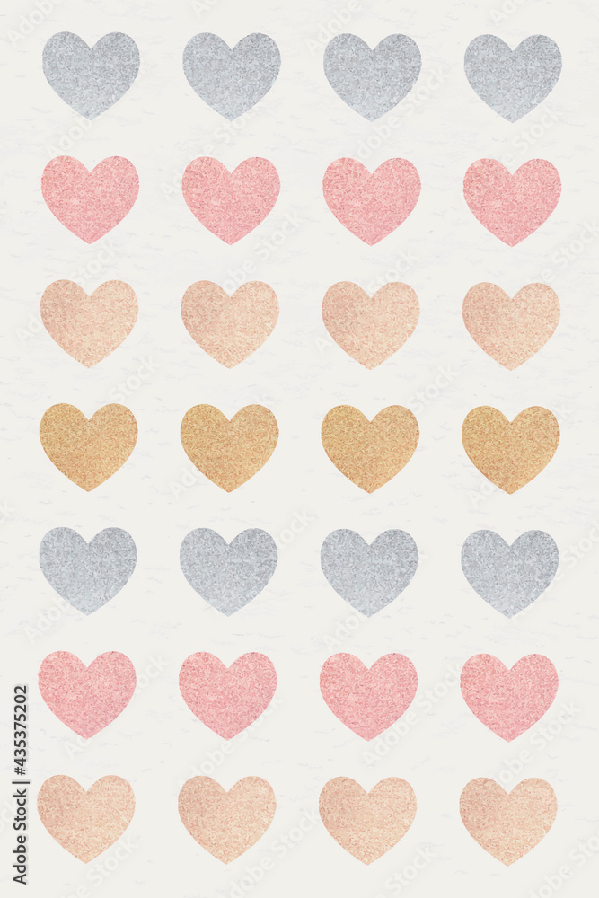 Glitter heart sticker set illustration - obrazy, fototapety, plakaty 