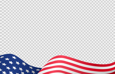 waving flag of american isolated on png or transparent background,symbols of usa , template for bann