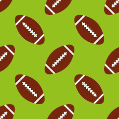 Wall Mural - American football balls cartoon style vector seamless pattern background.
