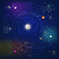 Wall Mural - space pattern with planets and stars
