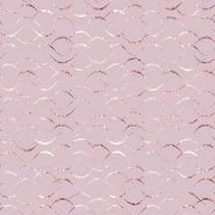 Wall Mural - Elegant wave seamless pattern. Delicate waves background for prints. Pink wavy texture with effect metallic foil. Repeating pattern rose gold. Repeated abstract design wallpaper, gift wrapper. Vector