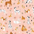 Seamless pattern with funny cartoon dogs. Creative texture in scandinavian style. Great for fabric, textile Vector Illustration