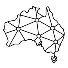 Australia map icon, vector illustration in black isolated on white background.