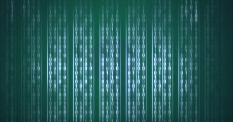Composition of binary coding processing over green background