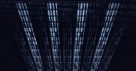 Composition of binary coding processing on black background