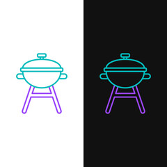 Sticker - Line Barbecue grill icon isolated on white and black background. BBQ grill party. Colorful outline concept. Vector