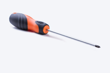 Sticker - Screwdriver with plasic handle on white background.