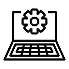 Sticker - Service help computer icon. Outline Service help computer vector icon for web design isolated on white background