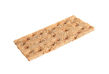 Fresh crunchy rye crispbread isolated on white