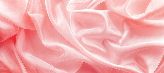Wall Mural - pink organza fabric draped with large folds, delicate textile background