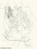 Fototapeta Miasta - Black simple detailed street roads map on vintage beige background of the quarter Bieńkowice district of Wroclaw, Poland