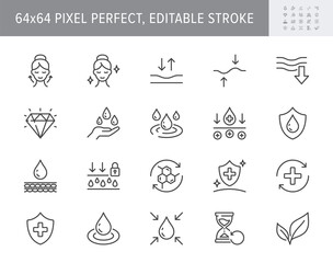 cosmetic properties line icons. vector illustration include icon - shield, face lifting, collagen, d