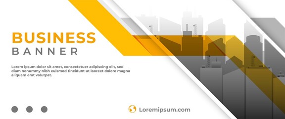 business banner template design. horizontal header website banner. abstract yellow shape with place 
