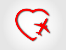 Travel Love In Heart Icon Vector Image
