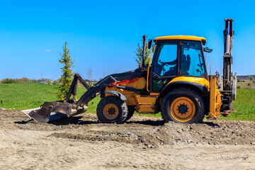 Bulldozer working on a road construction site