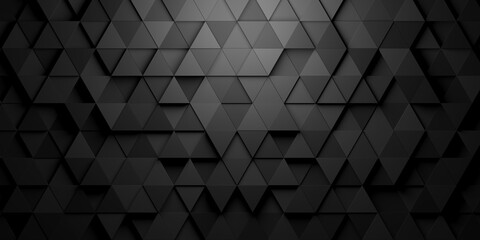 Black triangles shifted mosaic abstract background pattern geometrical design with ligth from top