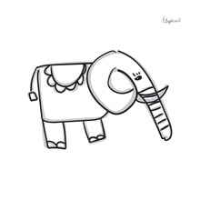 Elephant  Cartoon Drawing Vector Illustration