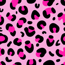 Camouflage Leopard Vector Seamless Pattern On Pink Background. Pink Leopard Skin Texture. Can Be Used As Clothing Design, Textiles, Bed Linen, Stationery, Packaging Paper, Wallpaper.