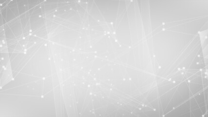 Abstract white gray polygon tech network with connect technology background. Abstract dots and lines texture background. 3d rendering.