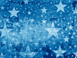 July 4th background or memorial day background with grunge texture, old vintage faded stars with wood grain on distressed blue background, worn aged grungy star design pattern
