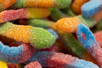 Wall Mural - Colorful sweet jelly and candies with sugar. Macro.