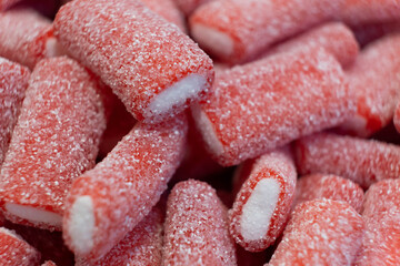 Wall Mural - Colorful sweet jelly and candies with sugar. Macro.