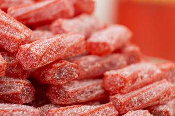 Wall Mural - Colorful sweet jelly and candies with sugar. Macro.