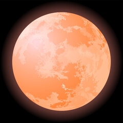 Wall Mural - red shiny moon on black background