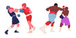 Boxing. Boxers fight duel Isolated on a white background. Sports Championship People Boxing Fighters Match Competitions. Vector illustration