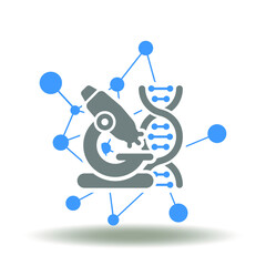 Wall Mural - Microscope with dna helix and molecule vector illustration. Science Lab Research Symbol.