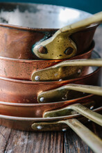 Closeup Of Copper Cookware